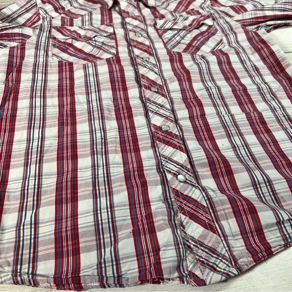 True Religion Men’s LS Western Pearl Snap Shirt Red/White Size Small Rockabilly - Picture 3 of 9